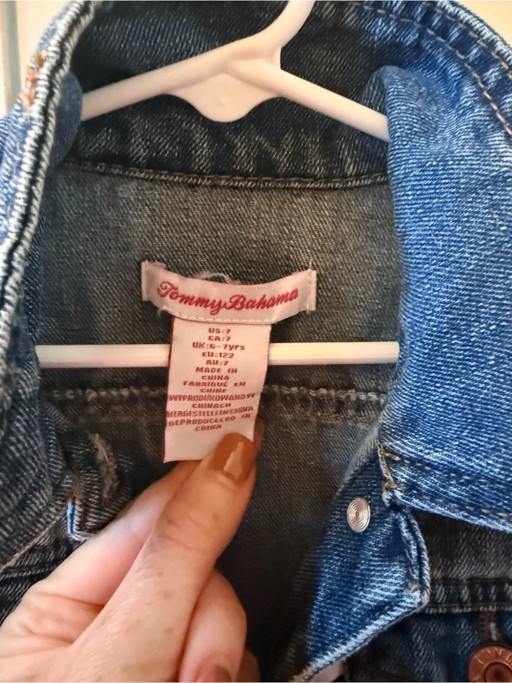 Tommy Bahama Girls' Blue Distressed Denim Jacket